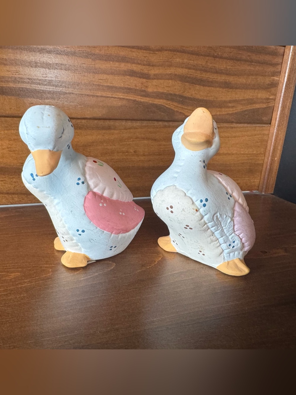 Quilt pattern Ceramic Duck salt and pepper shakers cottagecore
